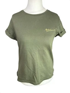 Barbour International Women's Green Chequer Tee UK 8 Short Sleeved 100% Cotton - Picture 1 of 7