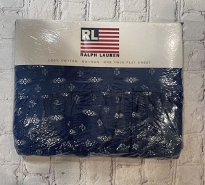 Vintage Polo Ralph Lauren "Shelley Indigo" flaches Laken mit Rüschen brandneu B4 - Bild 1 von 2