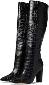 Marc Fisher Womens Giancarlo 2 Black Knee-High Boots 7.5 Medium Gently Used Anml - Picture 1 of 18