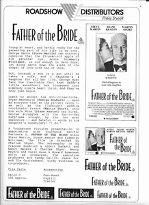 FATHER OF THE BRIDE - 1999 Steve Martin Australian Cinema Press Sheet FREE POST - Bild 1 von 1