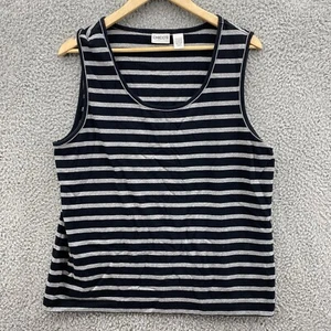 Chico’s Womens Black Gray Stripe Casual Sleeveless Tank Top Shirt Size 3 - Picture 1 of 5