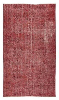 3.9x6.7 Ft Vintage Handmade Red Overdyed Rug from Central Anatolia - Image 1 of 4