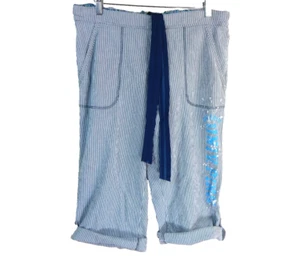 Victoria's Secret kleine rosa Damen-Pyjamahose Vintage Y2K Seersucker zum Hochkrempeln gebraucht, in einwandfreiem Zustand - Bild 1 von 4