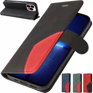 For iPhone 14 13 12 11 X XR SE 6s 7 8 Plus Wallet Card Holder Leather Case Cover - Picture 1 of 33
