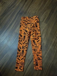 LULAROE LEGGINGS GIRLS KIDS SIZE S/M ORANGE HALLOWEEN PRINT - Picture 1 of 3