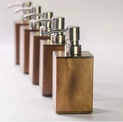 Dispensador de jabón líquido de madera de pie 1 pieza bomba dispensadora de jabón madera de nogal Foto 1 de 4