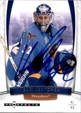 Kari Lehtonen Signed Autograph 07/08 Fleer Hot Prospects card Atlanta Thrashers