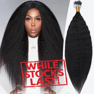 300G Thick Micro Loop Ring Nano Remy Human Hair Extensions Yaki Straight Black - Picture 1 of 14