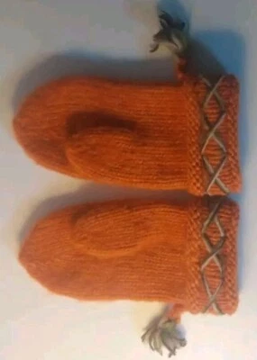 1 par de guantes noruegos vintage tejidos a mano lana arte popular nórdico mediano. Foto 1 de 2