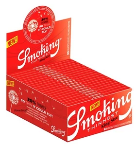 2 cajas de papeles Smoking THINNEST rojos tamaño king 100 x 33 hojas largas originales® - Imagen 1 de 3