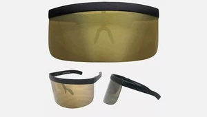Futuristic Fashion Oversize Shield Visor Sunglasses One Piece Mirror Mono Lens - Picture 1 of 25