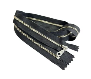 YKK #3 3" - 36" Nickel Silver Metal Teeth Doughnut Pull Zippers Closed-End Black - Picture 1 of 5