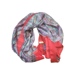 VTG 100% Polyester Scarf Made in Italy Square 46" Multi-Color Red, Teal & Purple - Picture 1 of 4