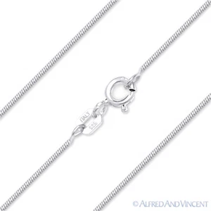 0.7mm Diamond-Cut Link Snake Chain Necklace .925 Italy Sterling Silver & Rhodium - Picture 1 of 2