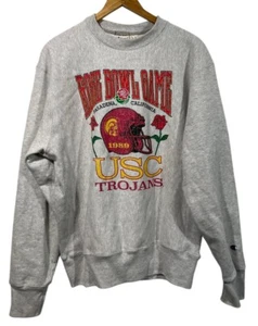 USC Trojans Sweatshirt Gray 1989 Rose Bowl Game Champion Reverse Weave Sz XS - Picture 1 of 6