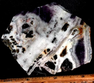 K-07  ~   5.7oz Thick Slab Chevron Amethyst Lace Jasper/Agate~ Chihuahua, Mexico - Picture 1 of 10