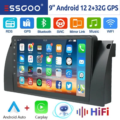 Für BMW 5er E39 E53 X5 7er E38 9'' Autoradio Carplay Android 12 GPS NAVI USB RDS - Bild 1 von 4