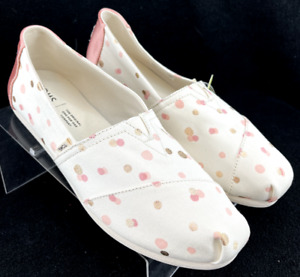 NEW Toms White Polka Dot Slip-On Comfort Casual Loafer Shoes Women's US 8