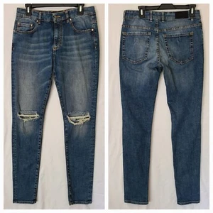 Represent Italy Destroyer jeans Rockstar Blue Denim Men sz 31x31 Skinny Distress - Picture 1 of 12
