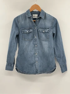 J. Crew Shirt Button Down Denim Pearl Snap Western Women Size 2 XS Blue - Picture 1 of 12