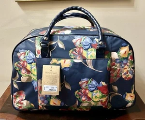 PATRICIA NASH Gonnesa Oval Duffel Bag Patina Coated Linen Canvas Le Fleur NWT - Picture 1 of 5
