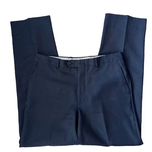 Linea Naturale Luxe Mens Dress Pants 34x33 Wool Italy Flat Front Trousers Navy - Picture 1 of 9