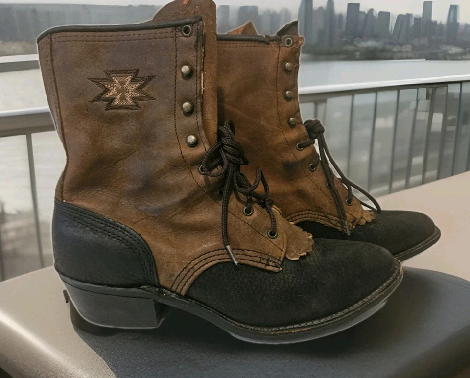 Botines con cordones vintage para mujer Abilene Packer Granny talla 8 Foto 1 de 4