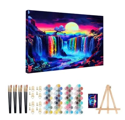 BRAND: BYGONS Painting by Numbers Kit for Adults with Frame, Waterfall Paint Bygons