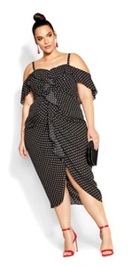 City Chic Gina Polka Dot Spot Dress Size S / 16 NWT - Picture 1 of 5