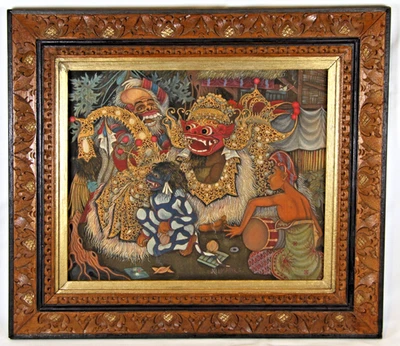 Lovely Colourful Original Balinese Batik Painting on Fabric signed K T Mansara - Image 1 of 3