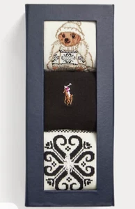 Polo Ralph Lauren Womens 3 Pack Polo Bear Dog Holiday Socks Gift Set Box Sz 9-11 - Picture 1 of 2