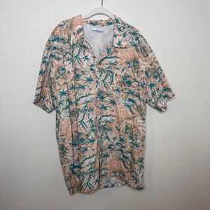 Columbia PFG Men’s 2X Vented Shirt Palm Tree Print Peach Teal 100% Cotton Fish - Picture 1 of 9
