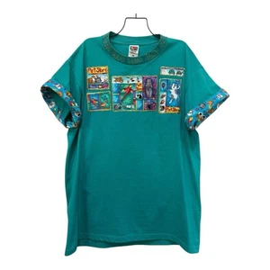 Handmade Teal Dog Pet Graphic T-Shirt Appliqué Glitter Large L - Picture 1 of 13