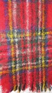 Vintage Mohair Schal rot Tartan kariert meliert Glen Scotland für Lord & Taylor - Bild 1 von 6