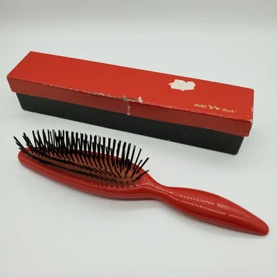 Escova de Cabelo Vintage DUBL DUCK Plástico Vermelho 9" 507-J Escova de Alça Pontiaguda Japão - Imagem 1 de 4