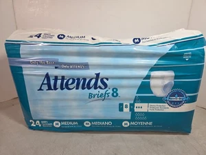 Vintage Attends Briefs 8 Perma plástico seco con respaldo 2 pestañas 2002 pañales para adultos MD 24 - Imagen 1 de 12