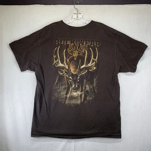 Buck Wear Hunting T Shirt Mens XL Faded Brown Cyber y2k Vibe All Cotton - Picture 1 of 13