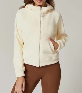 QINSEN Womens Full Zipper Hoodies Fleece Lined Collar Pullover SM - Picture 1 of 3