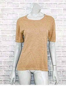 Jenni Kayne 145 $ Hanfmischung Sommer Basic Tee T-Shirt Damen Gr. M, camelbraun - Bild 1 von 8