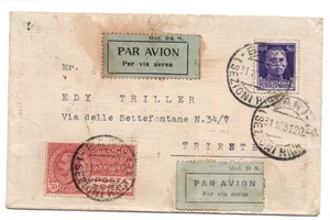 BST 07-1931 Busta viaggiata Posta aerea da BARI a TRIESTE - 50 cent tipo Leoni - Foto 1 di 2