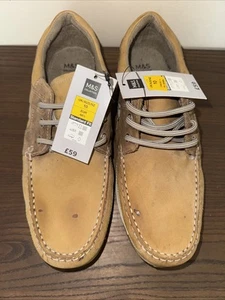M&S Men’s Leather Boat Shoes Size U.K. 10 EU 42.5 New Old Stock RRP £59 - Picture 1 of 12