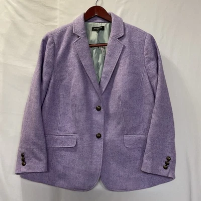 NEW TALBOTS Womens Wool Blazer Jacket Long Sleeve Herringbone Lavender Size 20W - Image 1 of 4