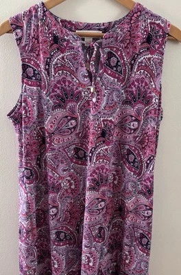 Michael Kors XL Light Dress Purple Paisley    Pleat  Hem Sleeveless Above Knee - Image 1 of 4