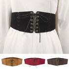 Suede Leather Elastic Wide Waist Belts Lace Up Waistbands for Dress Coat Shirts