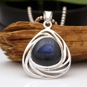 Handmade 925 Sterling Silver Natural Spectrolite Gemstone Pendant Jewelry Gift - Picture 1 of 6
