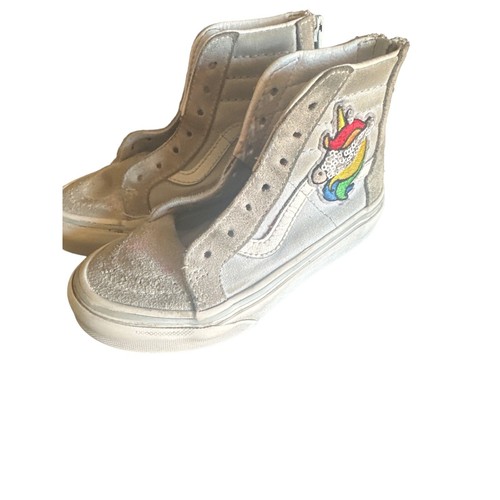 Top alto Vans bambino taglia 11 blu con camoscio e tela con unicor arcobaleno