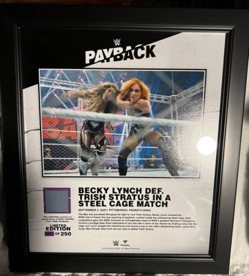 Collage Becky Lynch WWE enmarcado 15" x 17" con pieza de lienzo usado a juego - LE 250 Foto 1 de 4