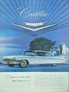1959 Vintage Cadillac Car Print Ad. Silver 2 Door Vehicle. - Picture 1 of 1
