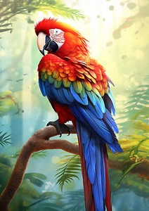 Papageienvogeldruck, Arasdruck, Dschungelwandkunst, Papageiendruck, Vogelposter - Bild 1 von 2