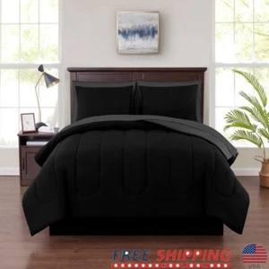 7 Piece Reversible Comforter Set W/ Sheets Pillowcases Shams Queen Bedding New - Picture 1 of 8